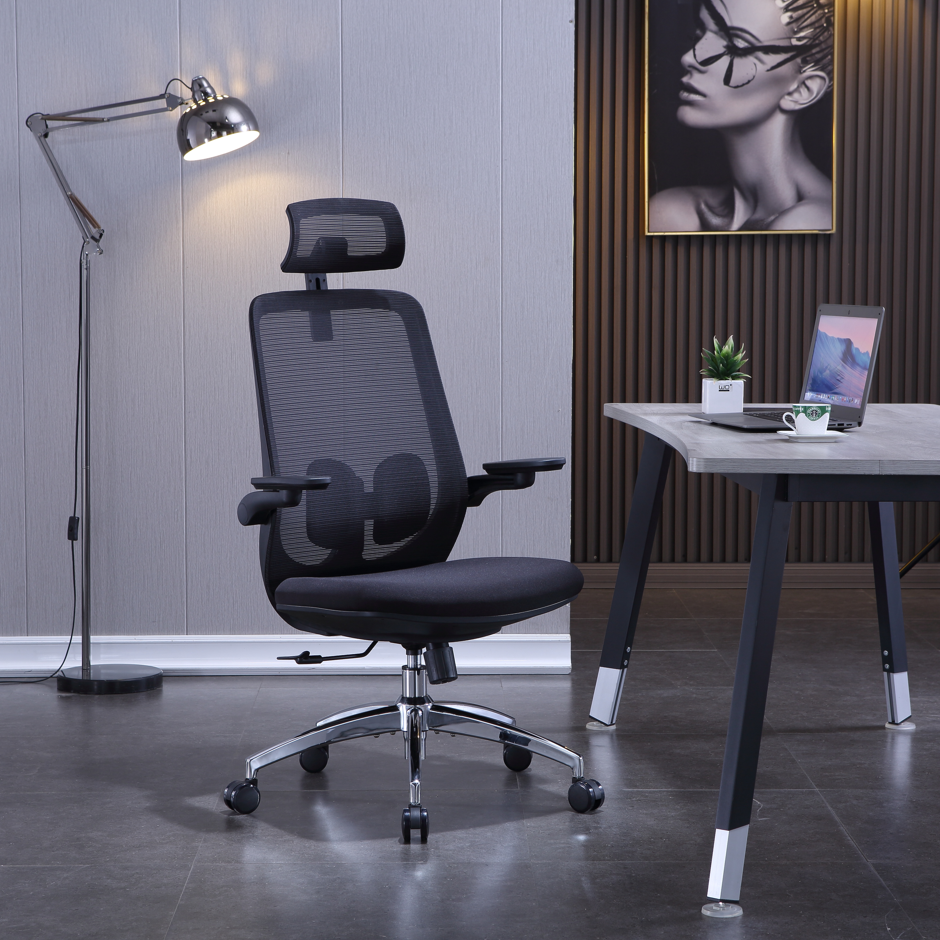 A2-H08 Black colour _BELEYO CHAIR - A2 Shaped cotton cushion Ergonomic office chair_Beleyo chair - 1