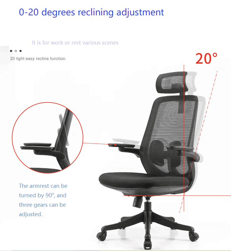A2-H10 Three-speed sliding chassis(Black) adjustable Ergonomic office chair_BELEYO CHAIR - A2 Shaped cotton cushion Ergonomic office chair_Beleyo chair - 4