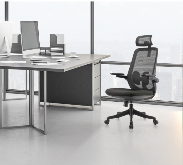 A2-H05 Black colour Ergonomic office chair with headrest_BELEYO - A2 Shaped cotton cushion Ergonomic office chair_Beleyo chair - 1