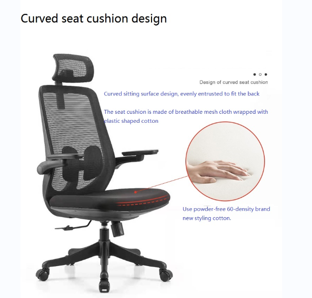 A2-H05 Black color adjustable Ergonomic Chair_BELEYO CHAIR - A2 Shaped cotton cushion Ergonomic office chair_Beleyo chair - 10