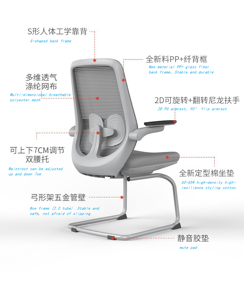 B2-S01 Grey Steel Base Leg Office Task Visitor Chair for Reception Meeting Room_BELEYO CHAIR_BELEYO CHAIR - B2 mid back ergonmic office chair_Beleyo chair - 4