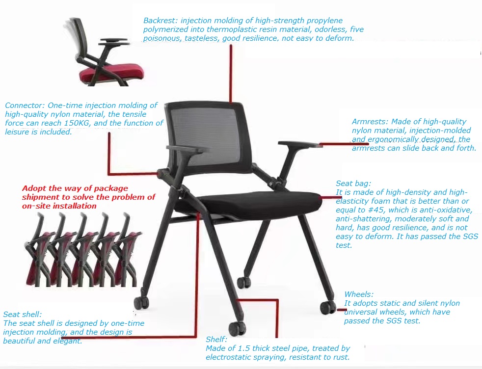 Multi-functional Removable Conference  Training Chair Without Wheels - YC-02 Training chair _Beleyo chair - 1