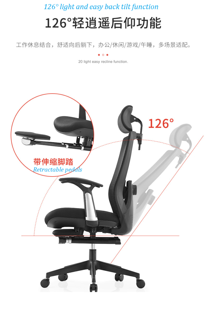 V6-H06 Adjustable Lumbar Support Recline Executive ergonomic office Chair with Footrest_BELEYO CHAIR - V6 Shaped cotton cushion Ergonomic office chair_Beleyo chair - 5