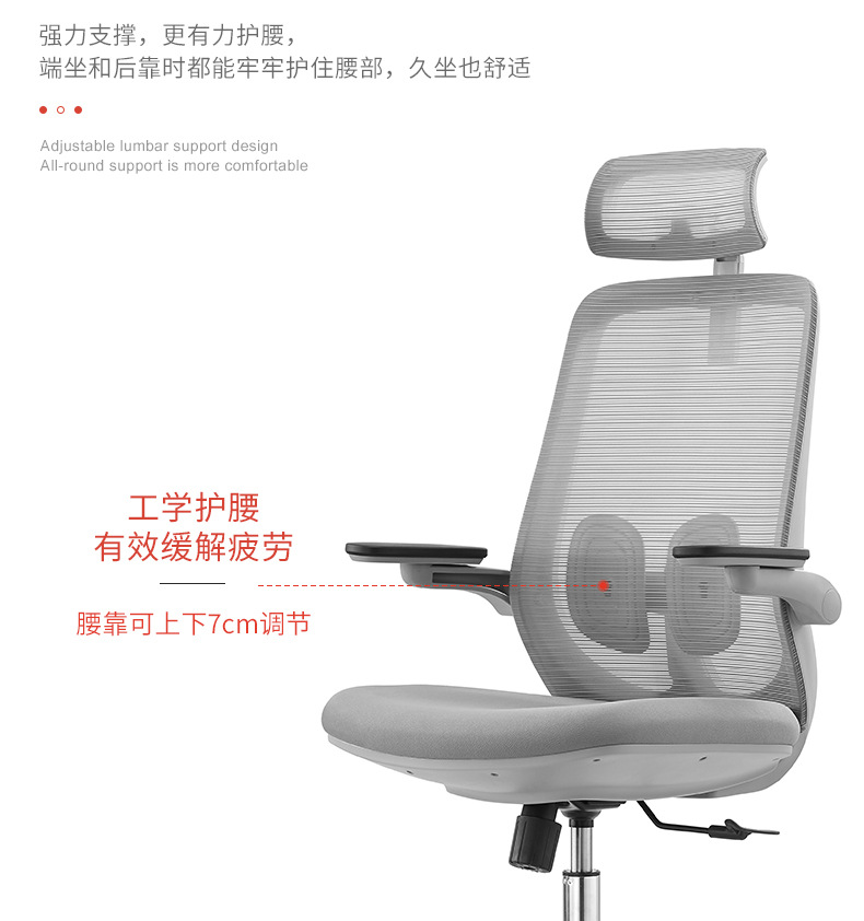 A2-H15 Grey Backframe&grey seat cushion  adjustable Ergonomic Chair_BELEYO CHAIR - A2 Shaped cotton cushion Ergonomic office chair_Beleyo chair - 9