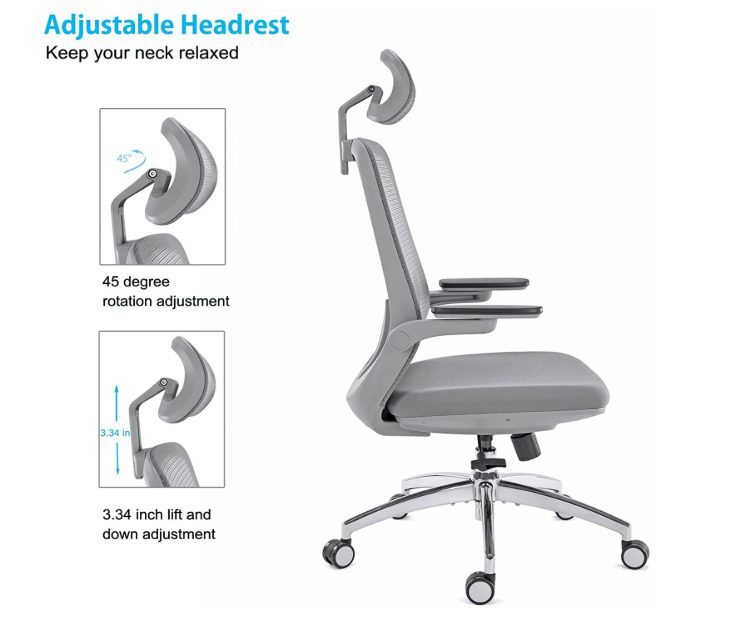 A2-H18  350 Nylon foot Three-speed sliding chassis(grey) ergonomic office chair_BELEYO CHAIR_BELEYO CHAIR - A2 Shaped cotton cushion Ergonomic office chair_Beleyo chair - 2