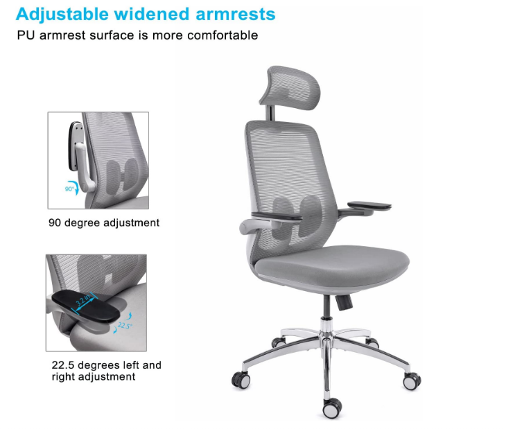 A2-H18  350 Nylon foot Three-speed sliding chassis(grey) ergonomic office chair_BELEYO CHAIR_BELEYO CHAIR - A2 Shaped cotton cushion Ergonomic office chair_Beleyo chair - 3