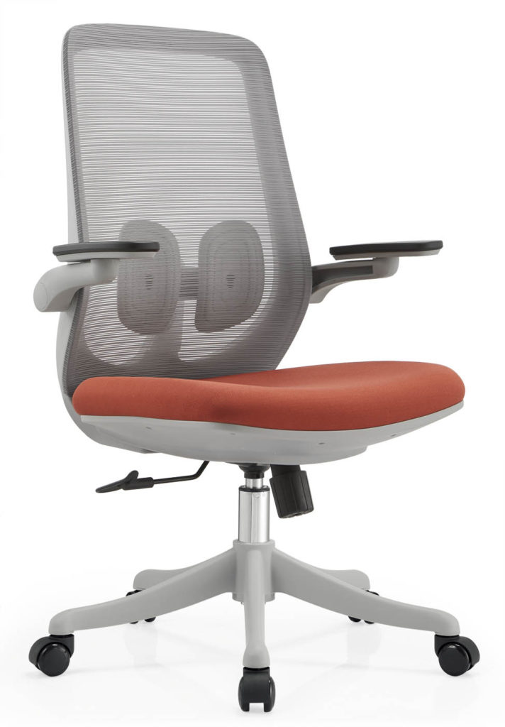 B2-M11 Grey Backframe&Orange seat cushion Low Back Executive Ergonomic office chair _BELEYO CHAIR - B2 mid back ergonmic office chair_Beleyo chair - 1